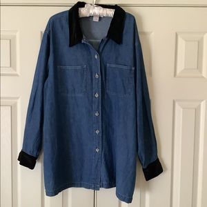 New-Ladies Denim & Velour Shirt -Silhouettes - Size 2x